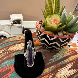 A8 Hand Crafted Purple Tourmaline Statement Ring in a 92.5% Silver Setting